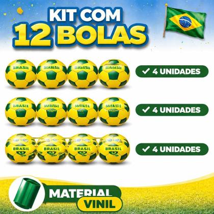 Imagem de Kit 12 Bolas Infantil Brasil Vinil Copa Futebol Lider