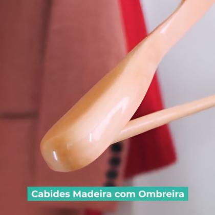 Imagem de Kit 12 Cabide De Madeira Com Ombreira Adulto Roupa Ordene