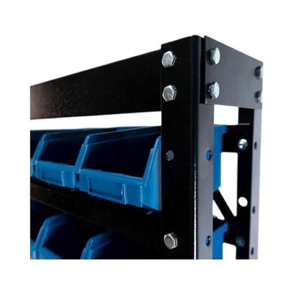 Imagem de Kit 12 Caixa Box Gaveteiro Industrial Bin Azul n3 8x10x16cm