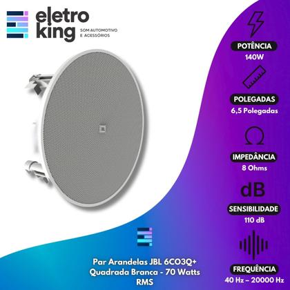 Imagem de Kit 12 Caixa De Som Arandela Jbl De Teto Gesso Embutir 6co3r