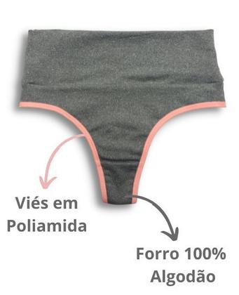 Imagem de Kit 12 Calcinha Fitness Cós Alto Fio Duplo Modeladora Viére