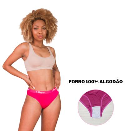 Imagem de Kit 12 Calcinha Tanga Premium Algodão Cotton Cos Alto  Cores Sortidas Comfort