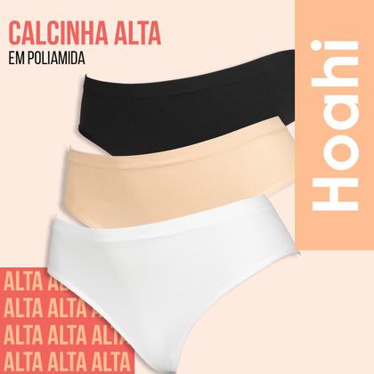 Imagem de Kit 12 Calcinhas Cintura Alta Poliamida Calcinha Sem Costura Forro De Algodão Confortável