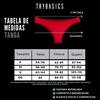 Imagem de Kit 12 Calcinhas Tanga Algodão Cotton Básica Lisa Lingerie