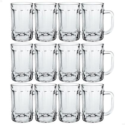 Imagem de Kit 12 Caneca Chopp Chops Chope Cerveja Vidro Forte Grosso Resistente Bar Restaurante Buteco 430ml
