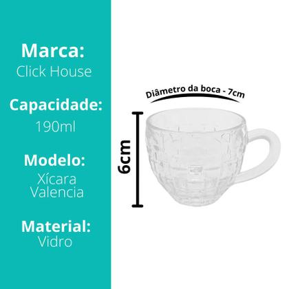 Imagem de Kit 12 Caneca Xícara De Chá Café Cappuccino Cristal 190ml