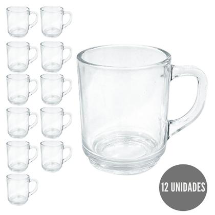 Imagem de Kit 12 Canecas De Vidro Lisa Praticasa Transparente 250ml