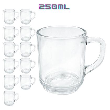 Imagem de Kit 12 Canecas De Vidro Lisa Praticasa Transparente 250ml
