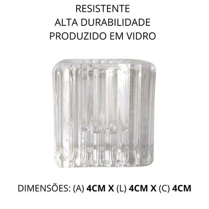 Imagem de Kit 12 Castiçal Porta Velas de Vidro Quadrado Atacado