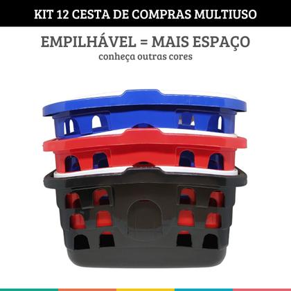 Imagem de Kit 12 Cestinhas de Compras Branca com Alça Cesta Mercado