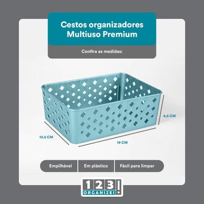 Imagem de Kit 12 Cestos Organizadores ul Multiuso Médio Empilhável
