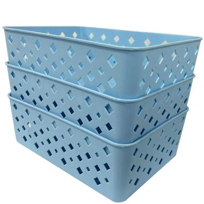 Imagem de Kit 12 Cestos Organizadores ul Multiuso Médio Empilhável