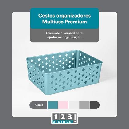 Imagem de Kit 12 Cestos Organizadores ul Multiuso Médio Empilhável