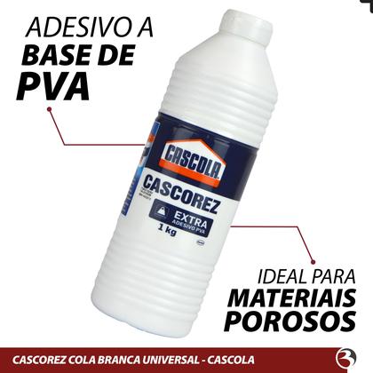 Imagem de Kit 12 Cola Branca Liquida 1kg Extra Cascorez Escolar Artesanato Resistente Cascola Henkel