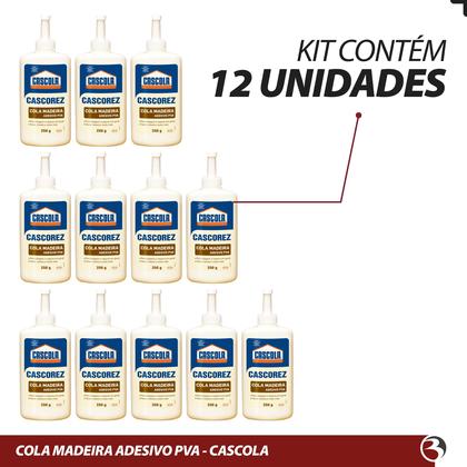 Imagem de Kit 12 Cola Madeira Móveis Adesivo Pva 250g Cascorez Cascola