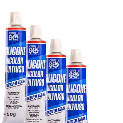 Imagem de Kit 12 cola silicone multiuso transparente acético car80 50g