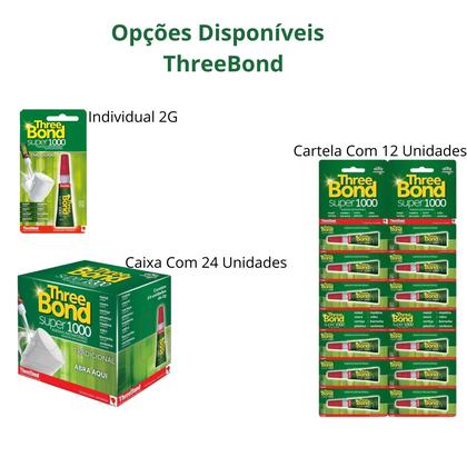 Imagem de Kit 12 Cola Super 1000 Adesivo Instantâneo 2g - ThreeBond