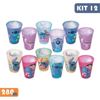 Imagem de Kit 12 copos Stitch 280 ml para lembrancinhas de aniversário colecionável reutilizável resistente