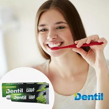 Imagem de Kit 12 Creme Dental Ultra Mint Com Xilitol Sem Flúor Menta 70gr Dentil
