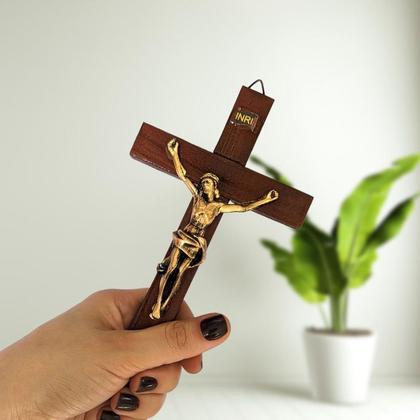 Imagem de Kit 12 Cruz Crucifixo Parede Madeira 18cm Atacado Revenda