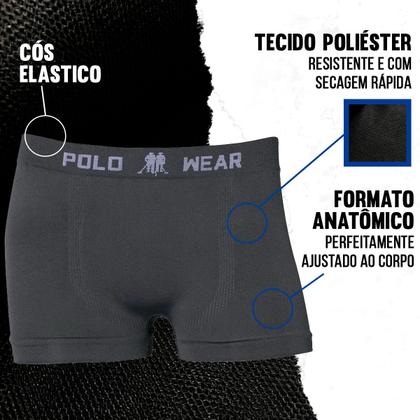 Imagem de Kit 12 Cuecas Boxer Polo Wear Infantil Menino Poliéster Sem Costura Cueca Box Confortável