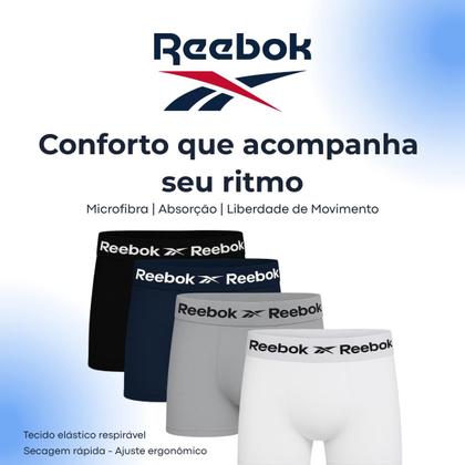Imagem de Kit 12 Cuecas Reebok Boxer Classic Microfibra Cores Sortido Com Elastano Sem Costura Box -