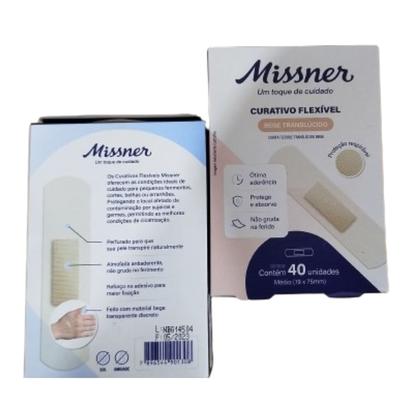 Imagem de Kit 12 Curativo Flexível Bege 1,9cm X 7,5cm 40Un - Missner