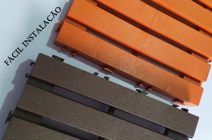 Imagem de Kit 12 Decks Madeira Plástico Encaixe Modular MAXX