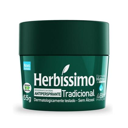 Imagem de Kit 12 desodorante creme herbissimo tradicional antitranspirante 55g