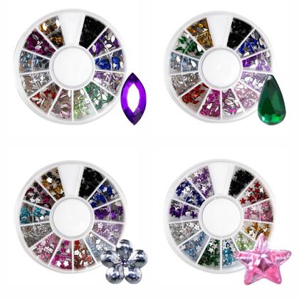 Imagem de Kit 12 Discos de Strass Variados Decoração Unhas Multicolor