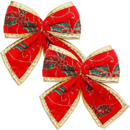 Imagem de Kit 12 Enfeite Laços Natalino Vermelho árvore Natal De 12cm