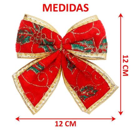 Imagem de Kit 12 Enfeite Laços Natalino Vermelho árvore Natal De 12cm