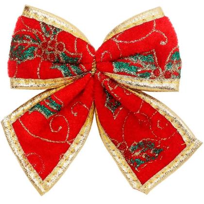 Imagem de Kit 12 Enfeite Laços Natalino Vermelho árvore Natal De 12cm