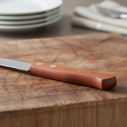 Imagem de Kit 12 Facas de Mesa Com Cabo de Madeira para Uso Comum Churrasco Buffet Restaurantes Talheres