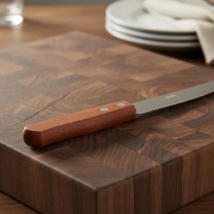 Imagem de Kit 12 Facas de Mesa Com Cabo de Madeira para Uso Comum Churrasco Buffet Restaurantes Talheres