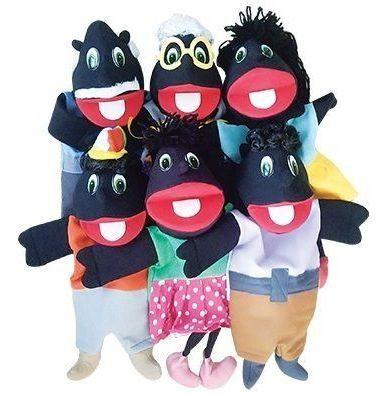 Imagem de Kit 12 Fantoches Brancos E Negros (2 Famílias)