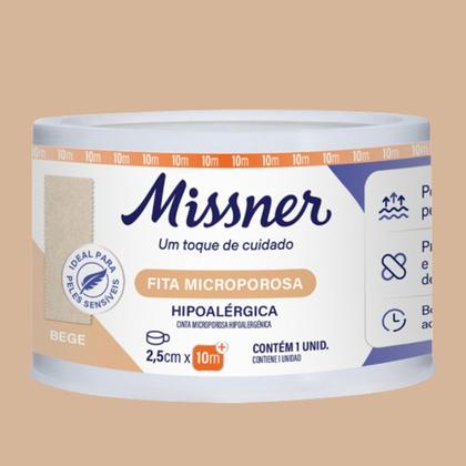 Imagem de Kit 12 Fita Microporosa Bege 2,5cm X 10m - Missner