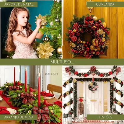 Imagem de Kit 12 Flores Prata Com Glitter Enfeite Natalino Árvore Luxo