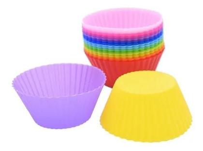Imagem de Kit 12 Formas Silicone Mini Cupcake Bolo Muffin Assadeira
