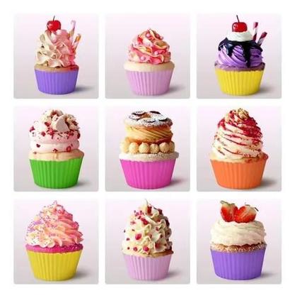 Imagem de Kit 12 Formas Silicone Mini Cupcake Bolo Muffin Assadeira