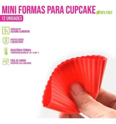 Imagem de Kit 12 Formas Silicone Mini Cupcake Bolo Muffin Assadeira
