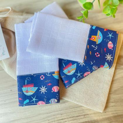 Imagem de Kit 12 Fraldas de Boca Bebê Tricoline 100% Algodão com Saquinho Presenteável Ceci Petit Home