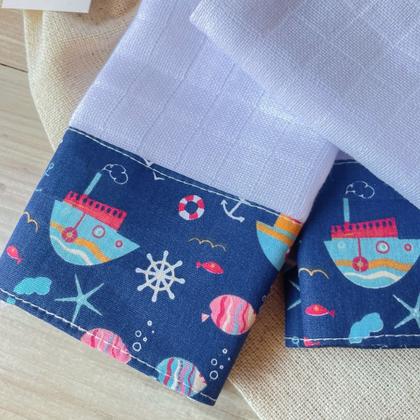 Imagem de Kit 12 Fraldas de Boca Bebê Tricoline 100% Algodão com Saquinho Presenteável Ceci Petit Home