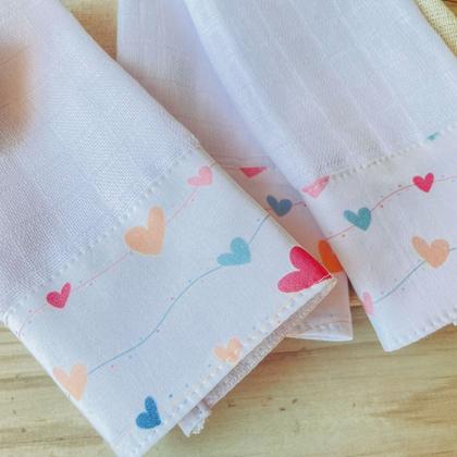 Imagem de Kit 12 Fraldas de Boca Bebê Tricoline 100% Algodão com Saquinho Presenteável Ceci Petit Home