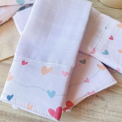 Imagem de Kit 12 Fraldas de Boca Bebê Tricoline 100% Algodão com Saquinho Presenteável Ceci Petit Home