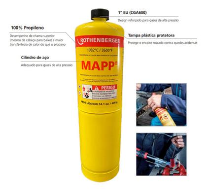 Imagem de Kit 12 Gás Mapp Pro R35539 Rothenberger Para Maçarico 400g