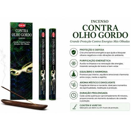 Imagem de Kit 12 Incensos Hem Contra Olho Gordo  Proteção e Energia Positiva