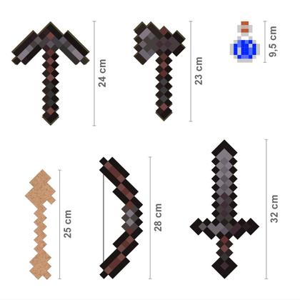 Imagem de Kit 12 Itens Pixel Netherite Espada Picareta