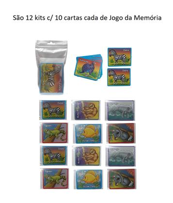 Imagem de Kit 12 Jogo da Memória dos Bichos com 10 Peças Cada