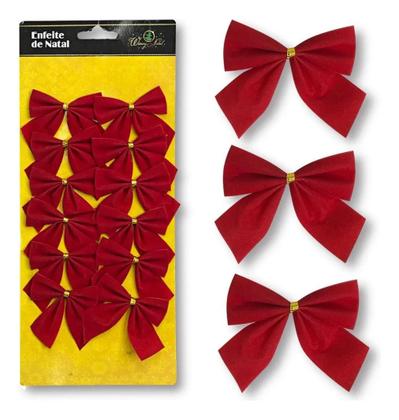 Imagem de Kit 12 Laço Veludo Decoração Arvore Natal Vermelho Dourado Laços Vermelhos E Dourados